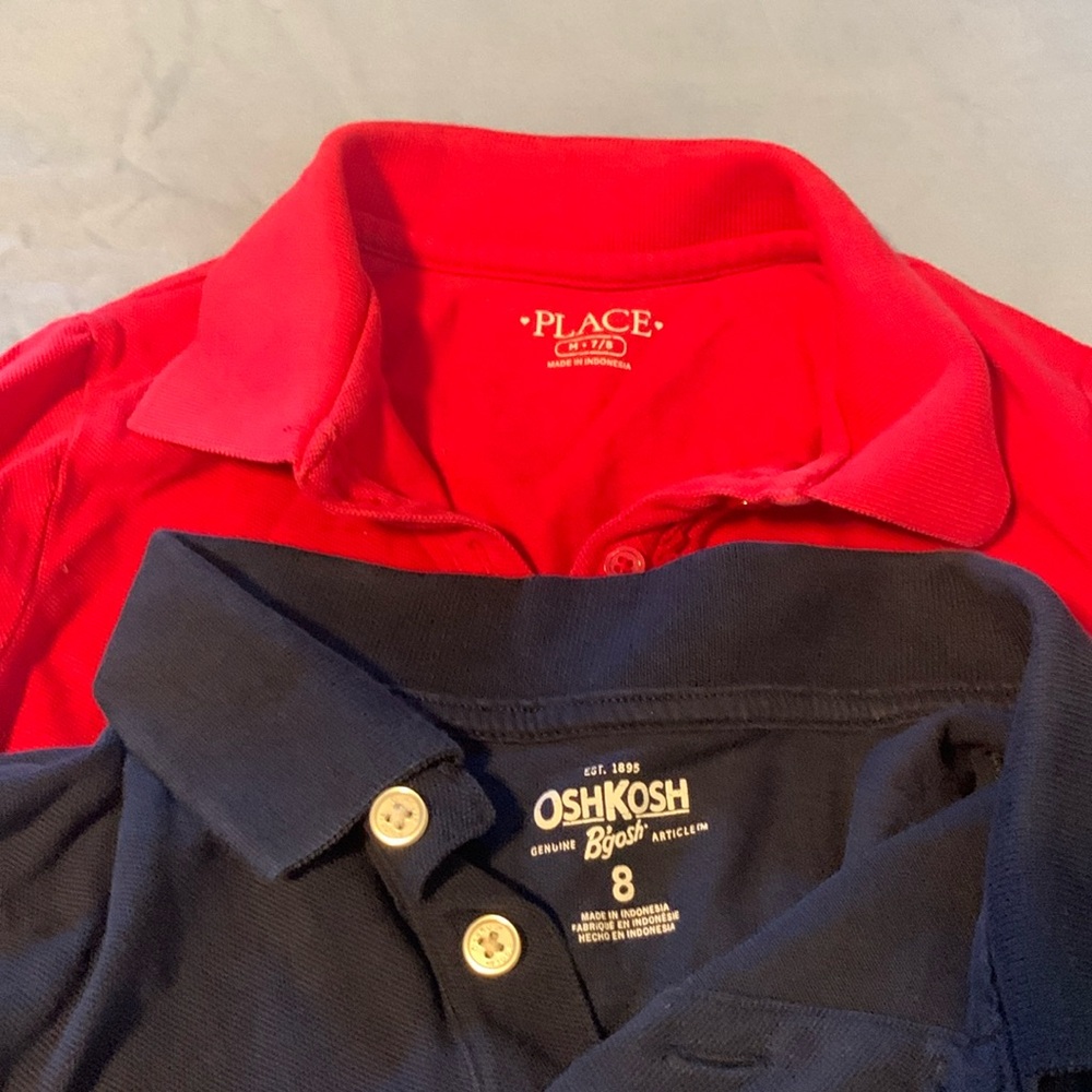 4 uniform shirts size 7/8 girls